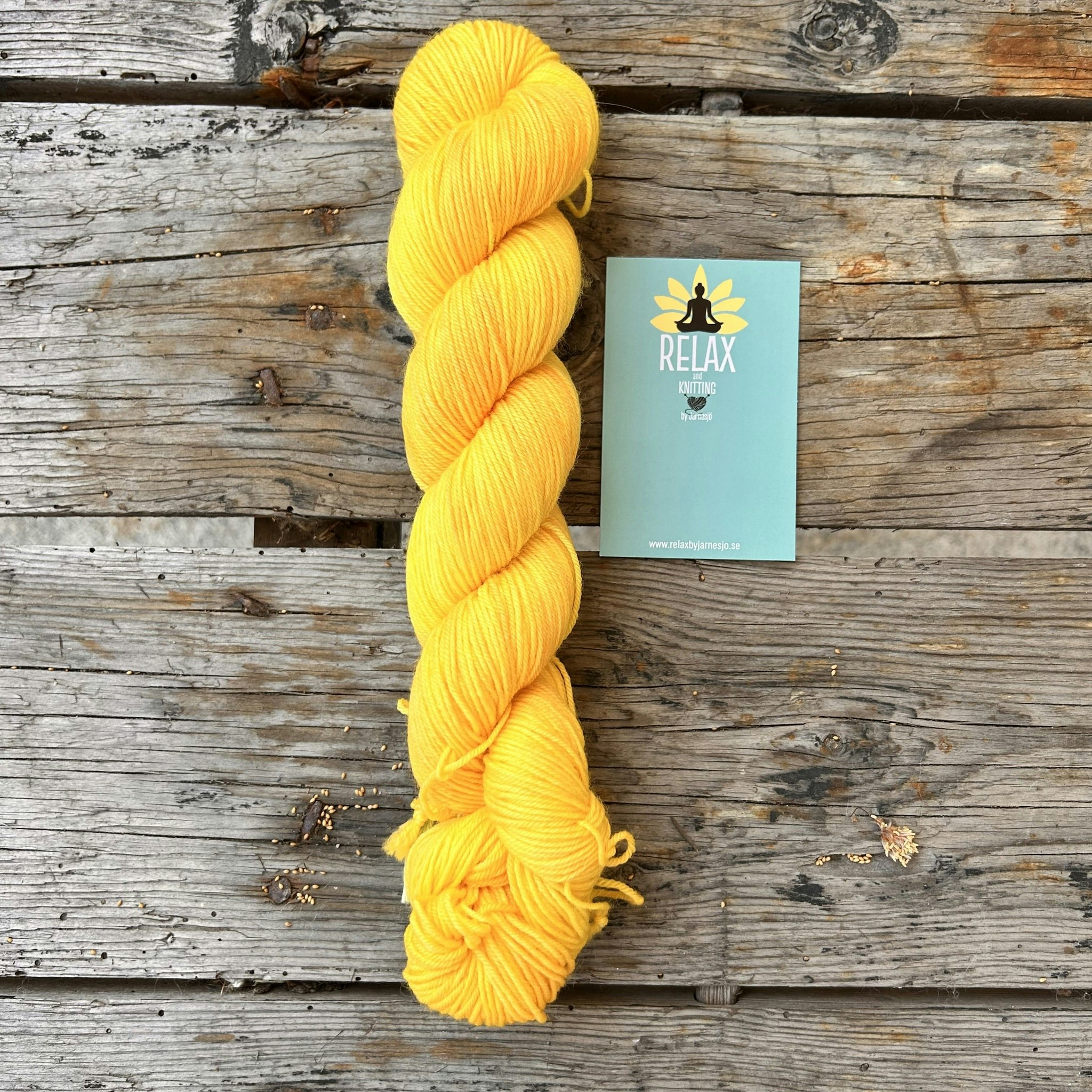 Merino Sock, 50 g, Handfärgat, knallgul