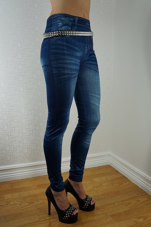 Slim Blue Print Jeans Leggings