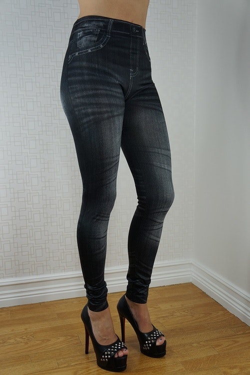 Slim Black Print Jeans Leggings
