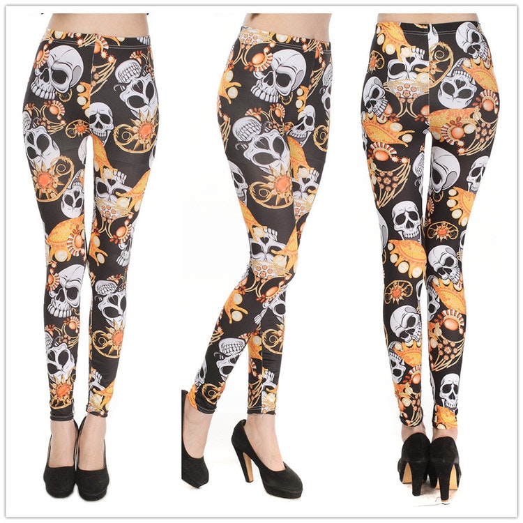 Dödskalle Leggings Svart