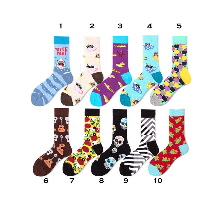 Trendiga Färgglada mönstrade strumpor sockar i 10 olika motiv -  Leggingslagret