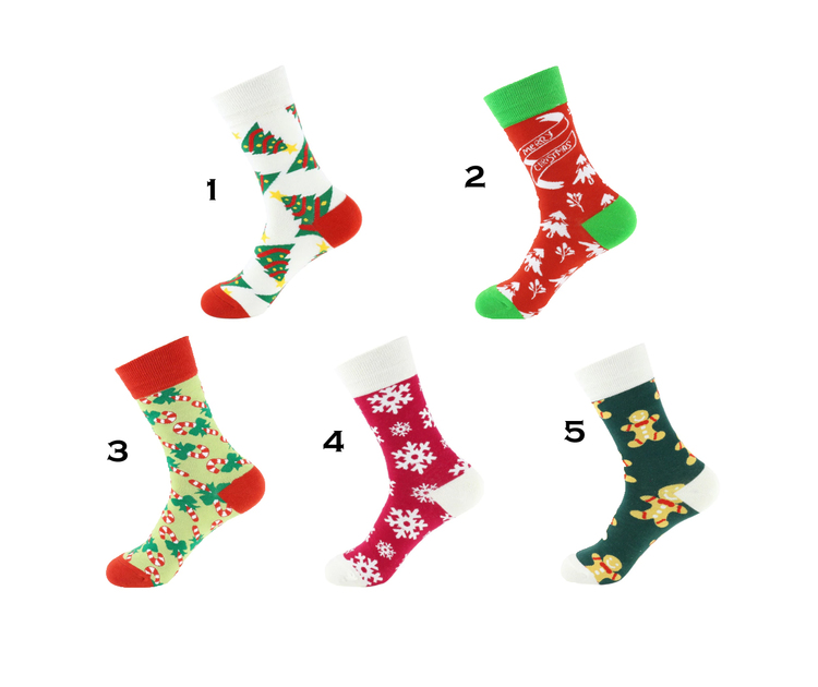 Julstrumpor Trendiga Färgglada sockar 5 olika motiv