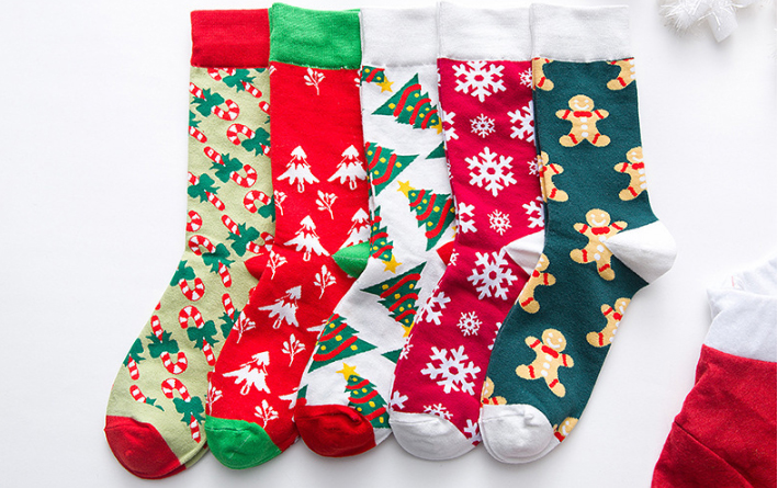 Julstrumpor Trendiga Färgglada sockar 5 olika motiv