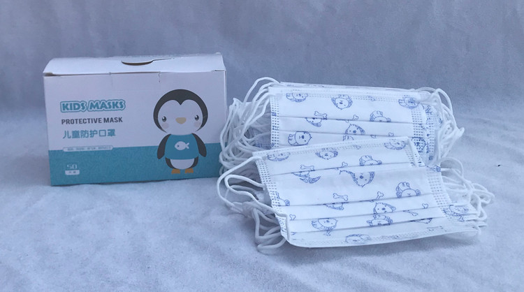 50–pack 3-lager munskydd med fyra olika motiv i dispenser Barn