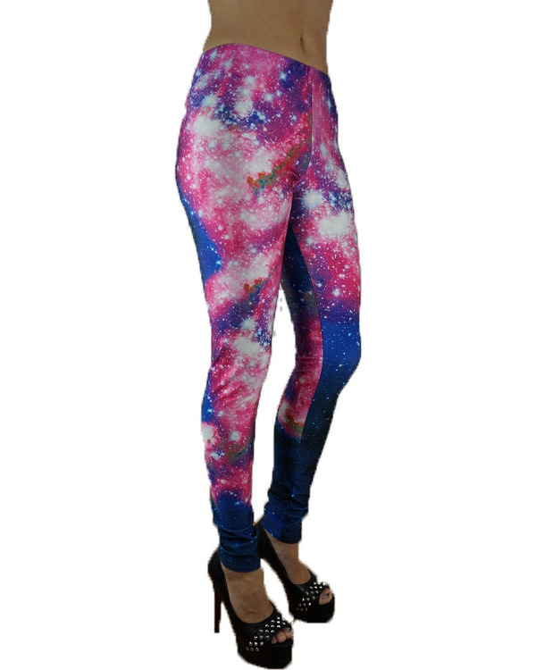 Rosa Blå Galaxy Leggings