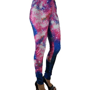 Rosa Blå Galaxy Leggings