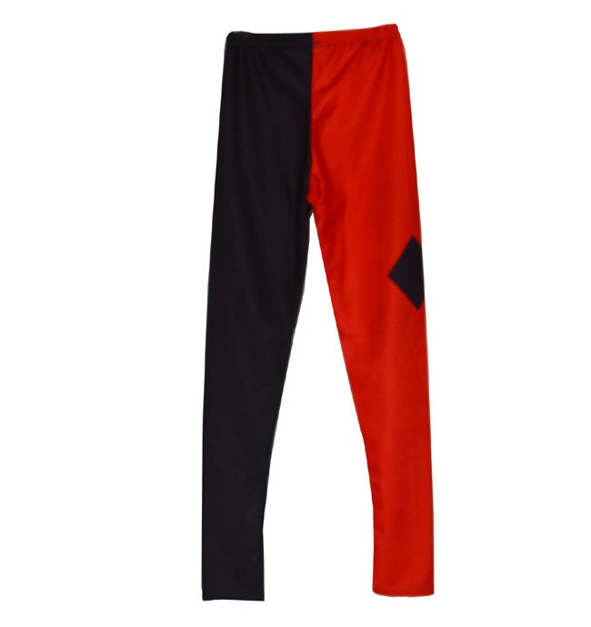 Svart Röda Harley Quinn Leggings