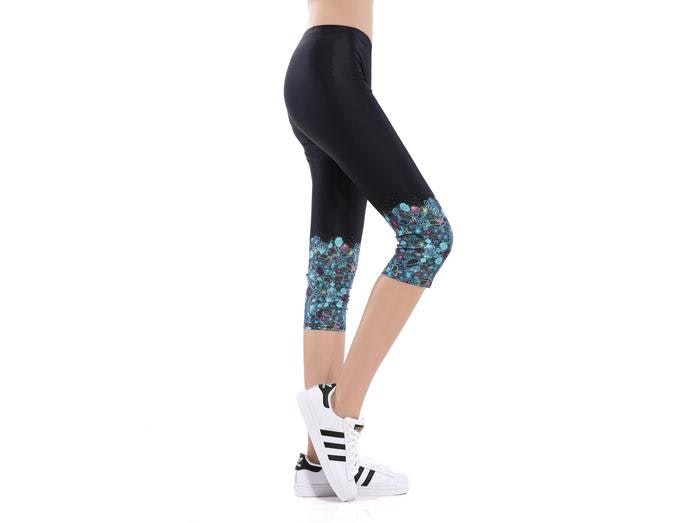 Svarta Capri Leggings med Snäckslasmönster