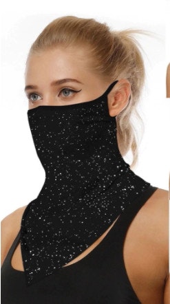 Ansiktsscarf Bandana Baklava Svart Glittrigt Tryck