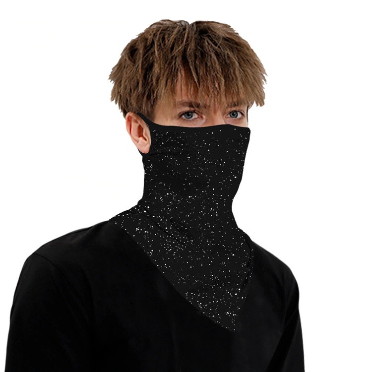 Ansiktsscarf Bandana Baklava Svart Glittrigt Tryck
