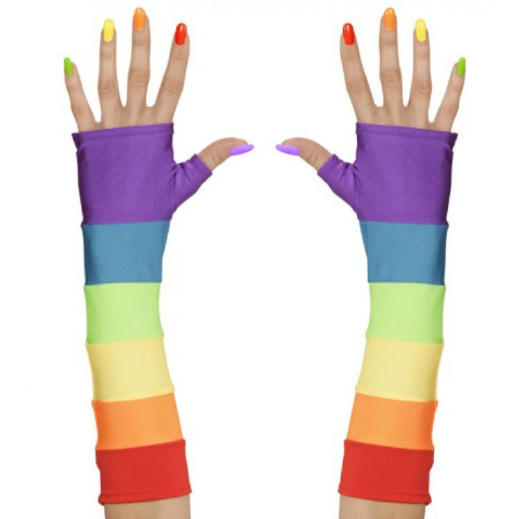 Pride Multifärgade fingerlösa handskar