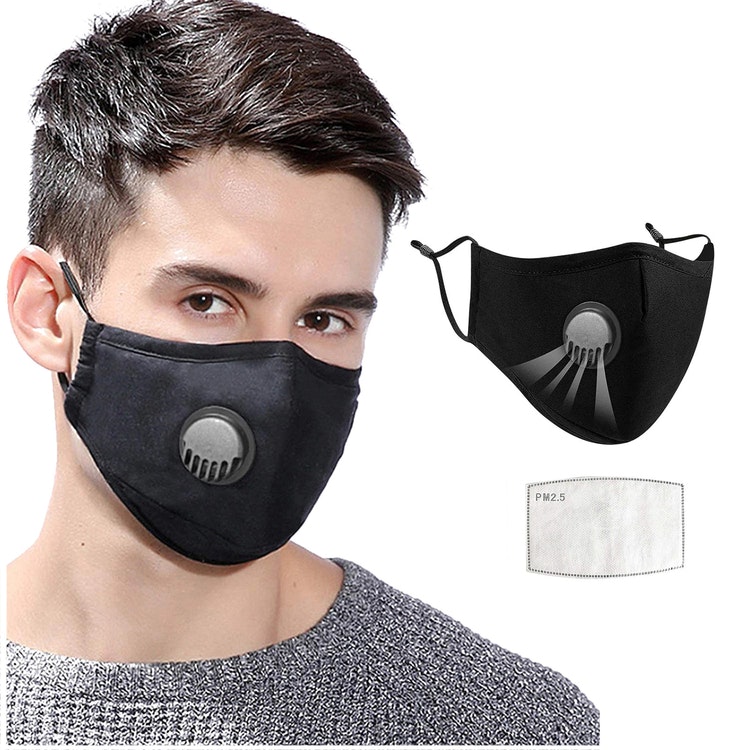 Ansiktsmask Munskydd med ventil Justerbara öronslingor