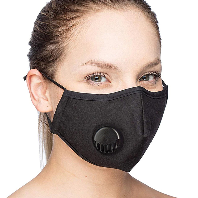 Tvättbart Ansiktsmask Munskydd med ventil Justerbara öronslingor och näsklämma 1-pack