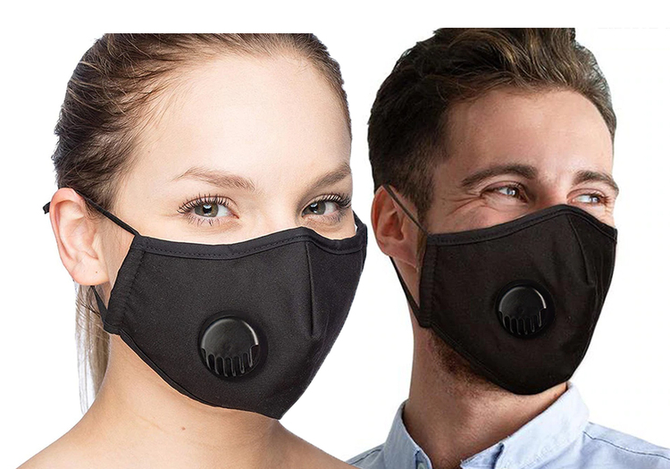 Tvättbart Ansiktsmask Munskydd med ventil Justerbara öronslingor och näsklämma 3-pack