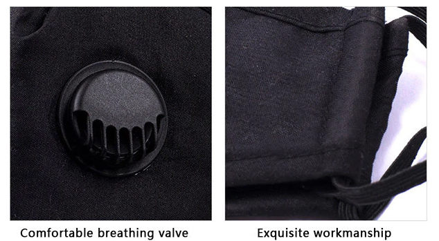 Tvättbart Ansiktsmask Munskydd med ventil Justerbara öronslingor och näsklämma 3-pack