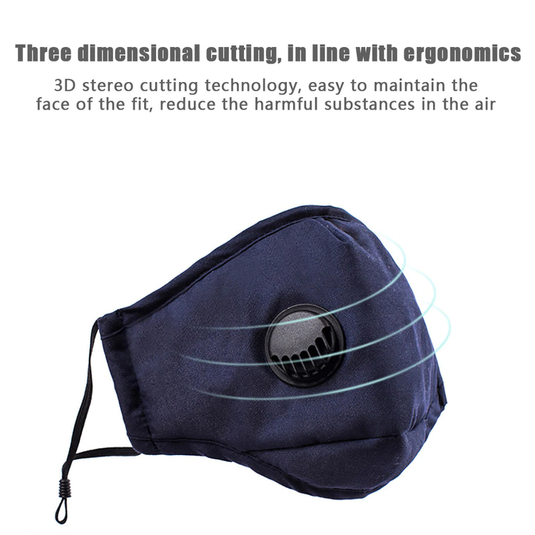 Tvättbart Ansiktsmask Munskydd med ventil Justerbara öronslingor och näsklämma 5-pack