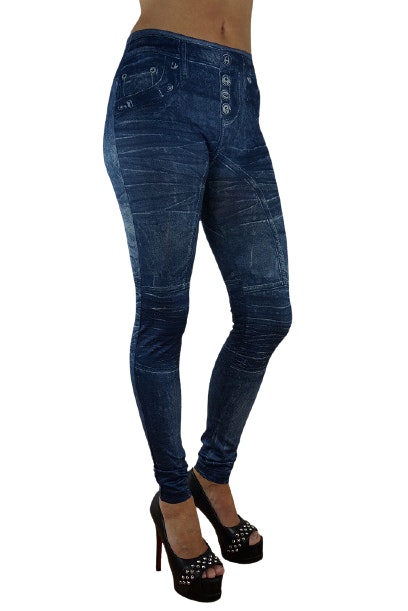 WRINKLED LOOK JEANS PRINT LEGGINGS