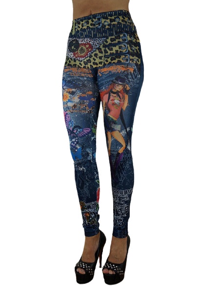 Dancing Girl Jeans Print Leggings