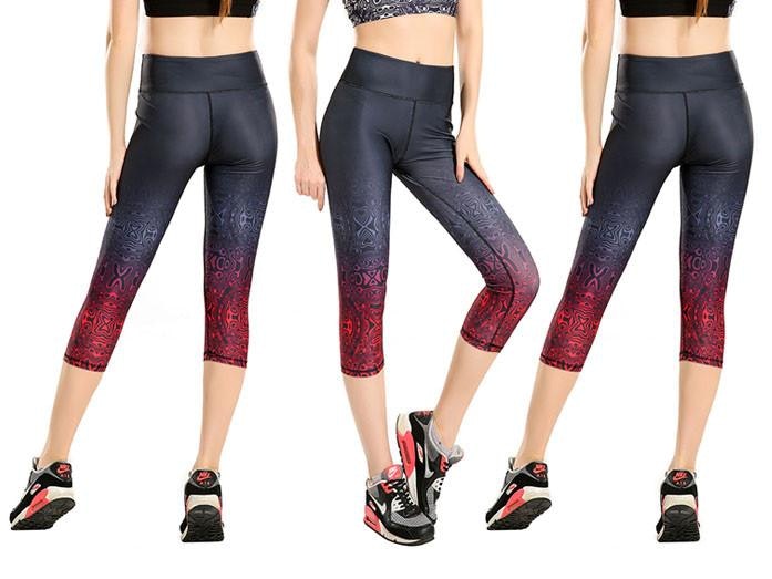 Svarta Yoga Capri Leggings Mandala Mönster