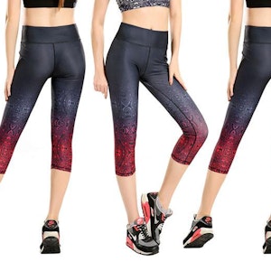 Svarta Yoga Capri Leggings Mandala Mönster