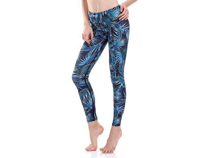 Blågröna Palm Yoga Leggings