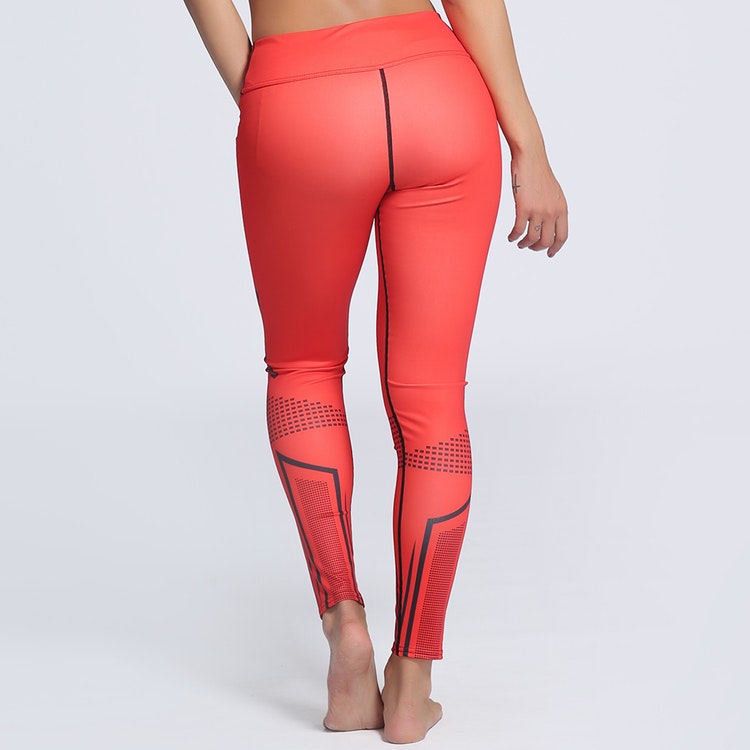 Röda Mönstrade Yoga Leggings Small