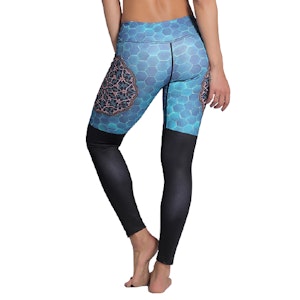 Blågröna Mönstrade Yoga Leggings 3XL