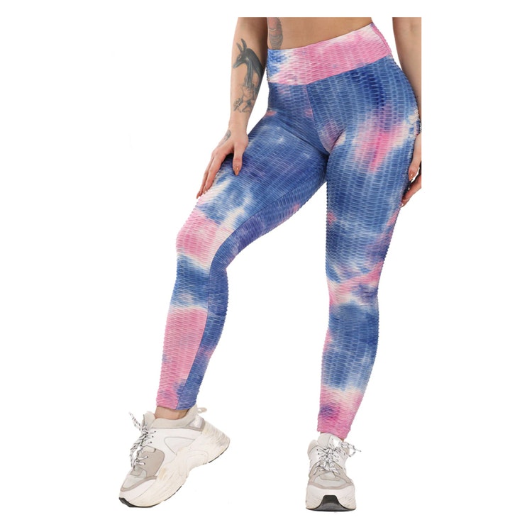 Rosa Blå Leggings med mönster Tie Dye