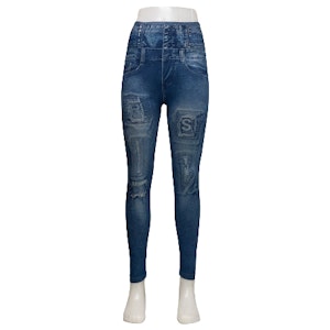 Blå Mönstrade Jeans Leggings