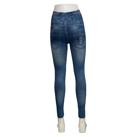 Blå Mönstrade Jeans Leggings