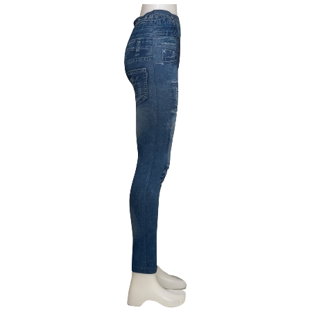 Blå Mönstrade Jeans Leggings