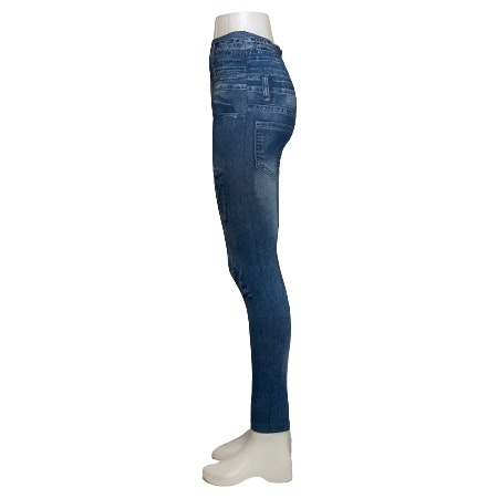 Blå Mönstrade Jeans Leggings