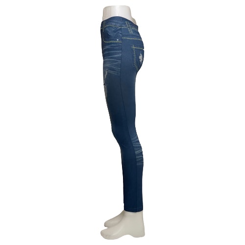 Blå Jeans Leggings med Tryck