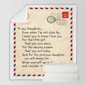 Plush Filt Pläd med text To My Daughter ca 160 cm x ca 198 cm