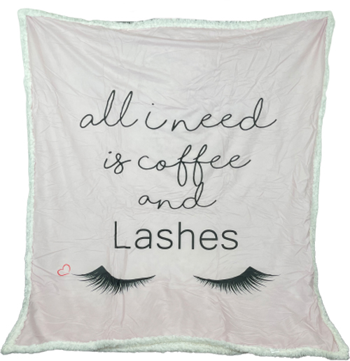 Plush Filt Pläd All I Need is coffee and Lashes