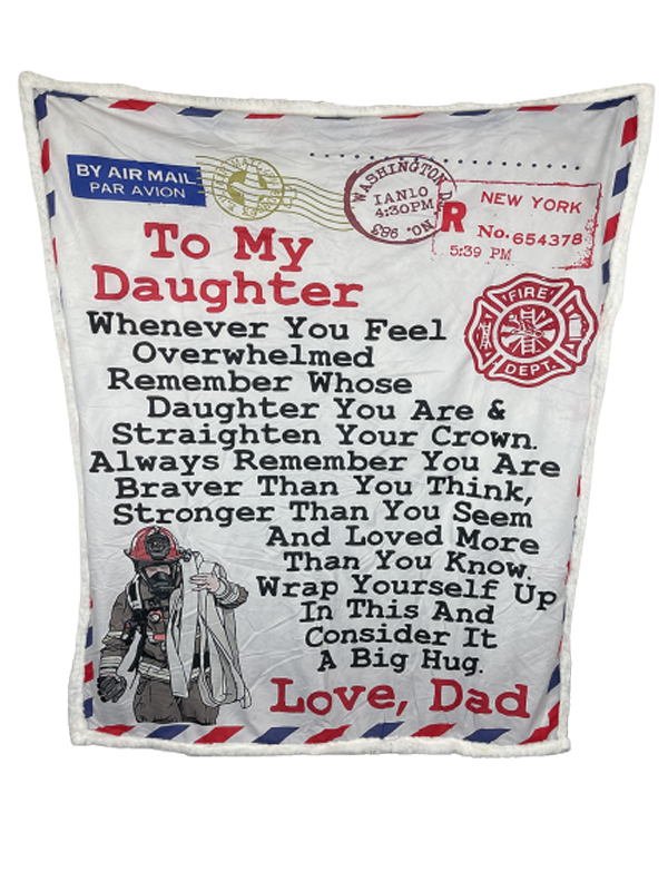 Plush Filt Pläd To My Daughter Love Dad