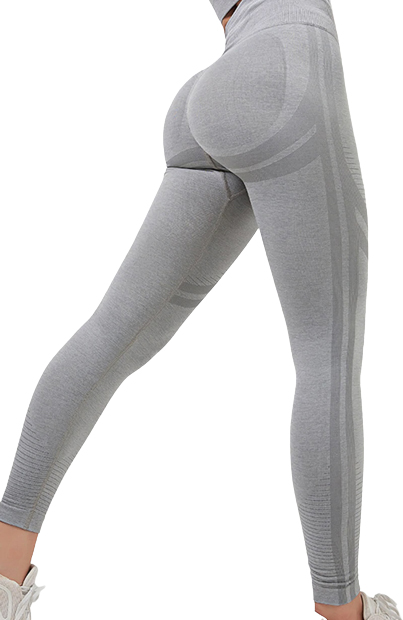 Seamless Sport Yoga Grå Leggings med vita ränder