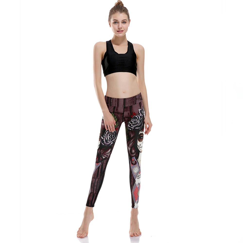 Dark Tatto Woman and Rose Yoga Leggings