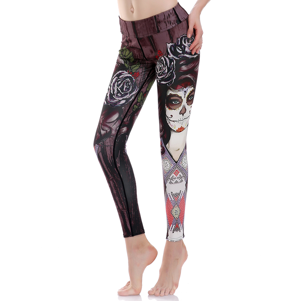 Dark Tatto Woman and Rose Yoga Leggings