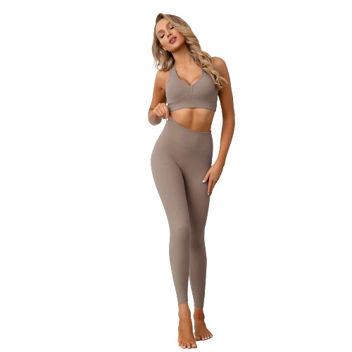 Sport-BH och Leggings 2-dels Set Espresso Träningsset