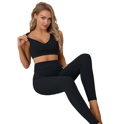 Sport-BH och Leggings 2-dels Set Svart