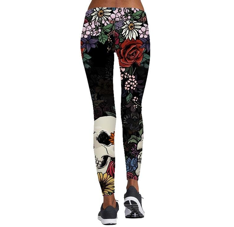 Blommor och Dödskallar Leggings