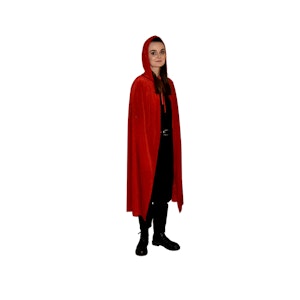 Röd Cape med Huva Sammet