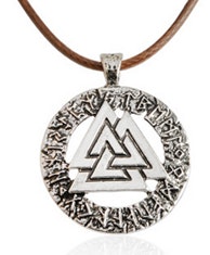 Valknut Wotan Knut Läderhalsband Viking Thor 3 Triangel