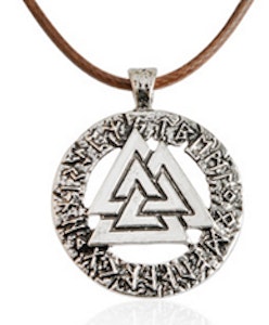 Valknut Wotan Knut Läderhalsband Viking Thor 3 Triangel