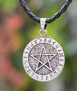 Halsband Stor Runa Nordisk Pentagram Smycken Wicca Hednisk Nordisk