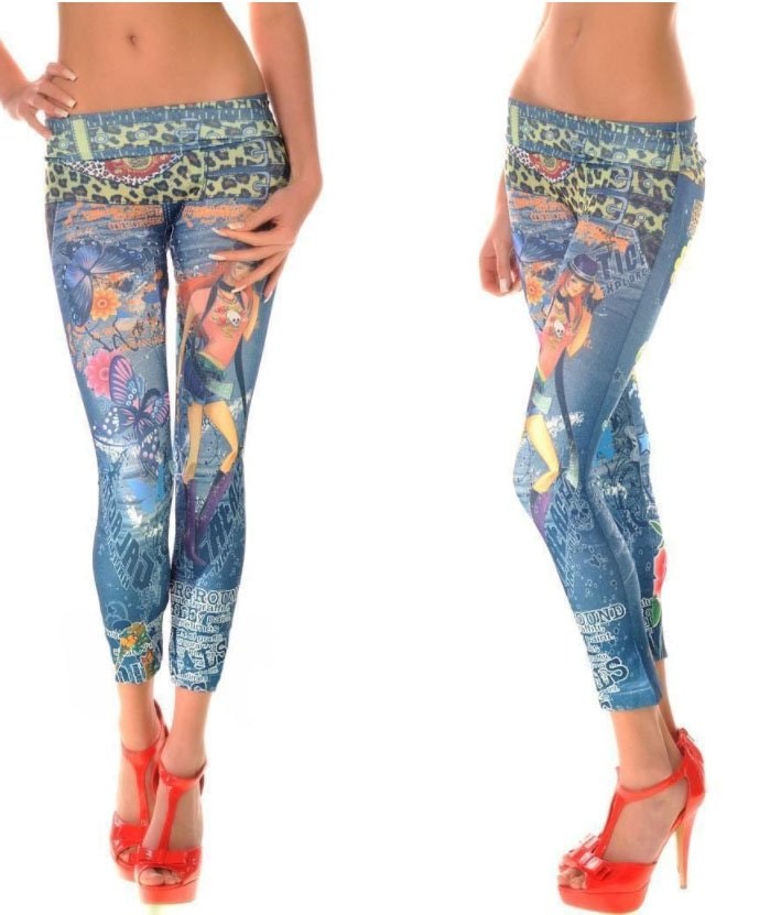 Dancing Girl Jeans Print Leggings