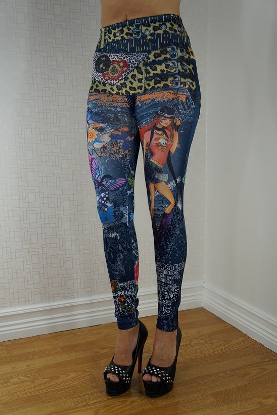 Dancing Girl Jeans Print Leggings