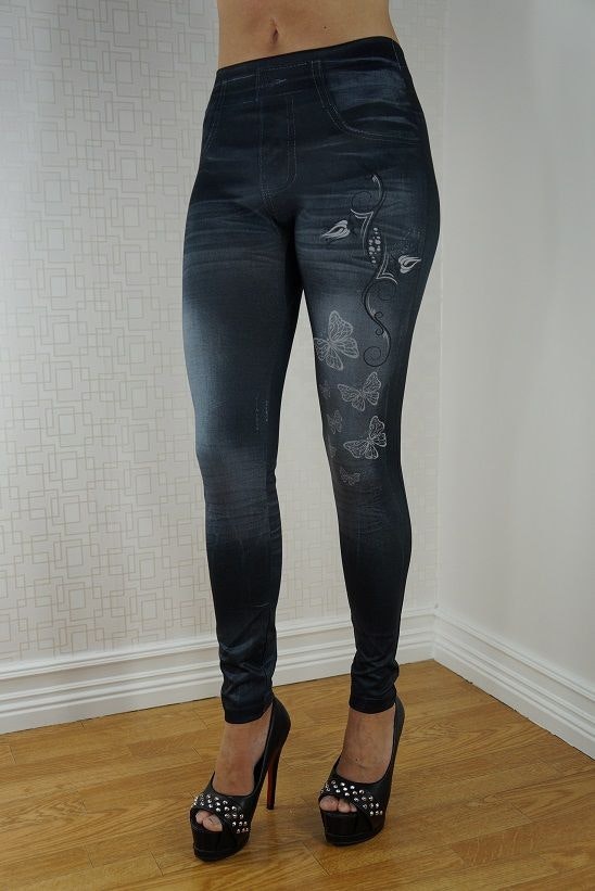 BUTTERFLIES JEANS PRINT LEGGINGS