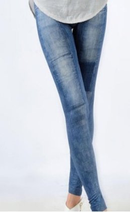 Summer Look Blue Jeans Print Leggings